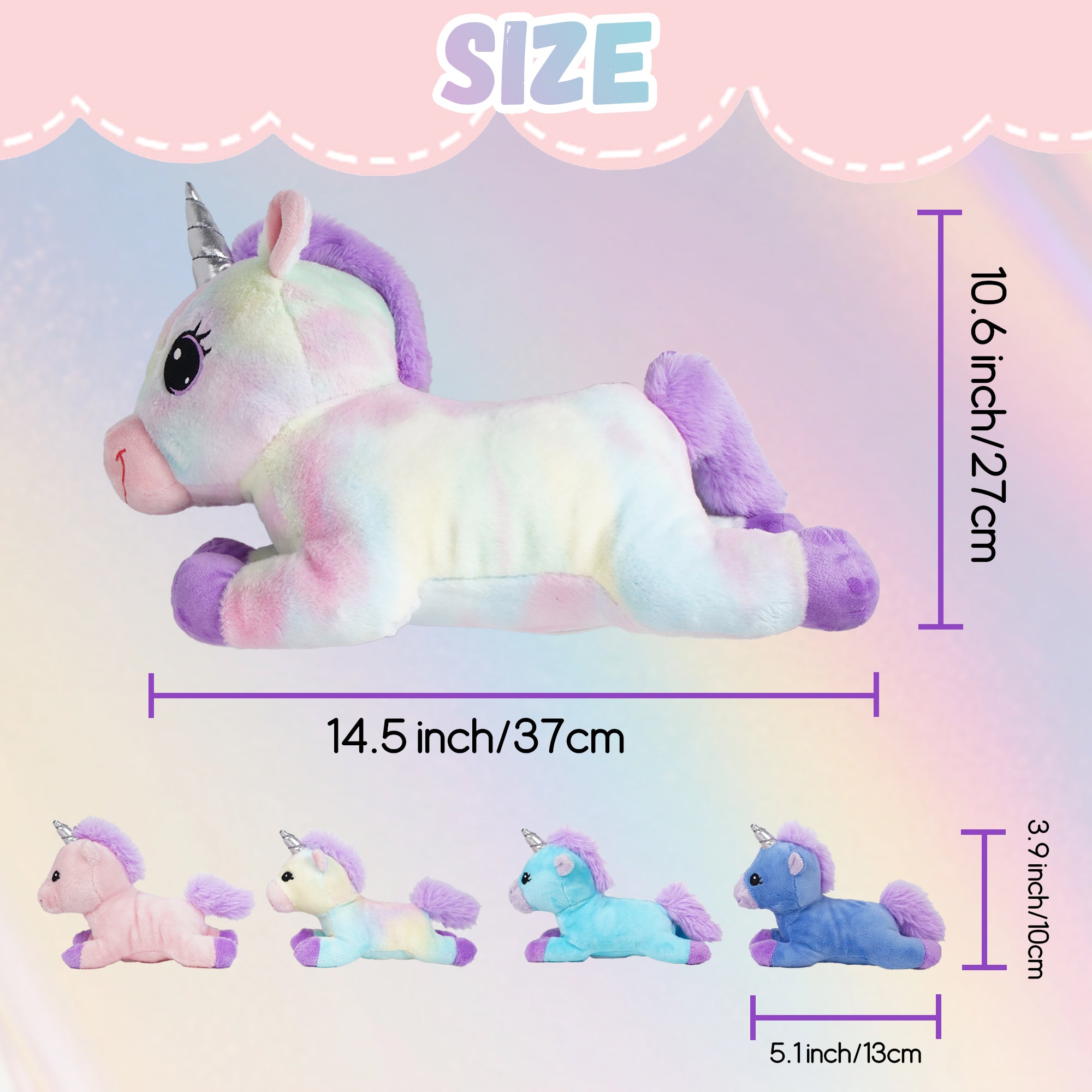 Unicorn Mommy Stuffed Animal with 4 Babies in Tummy