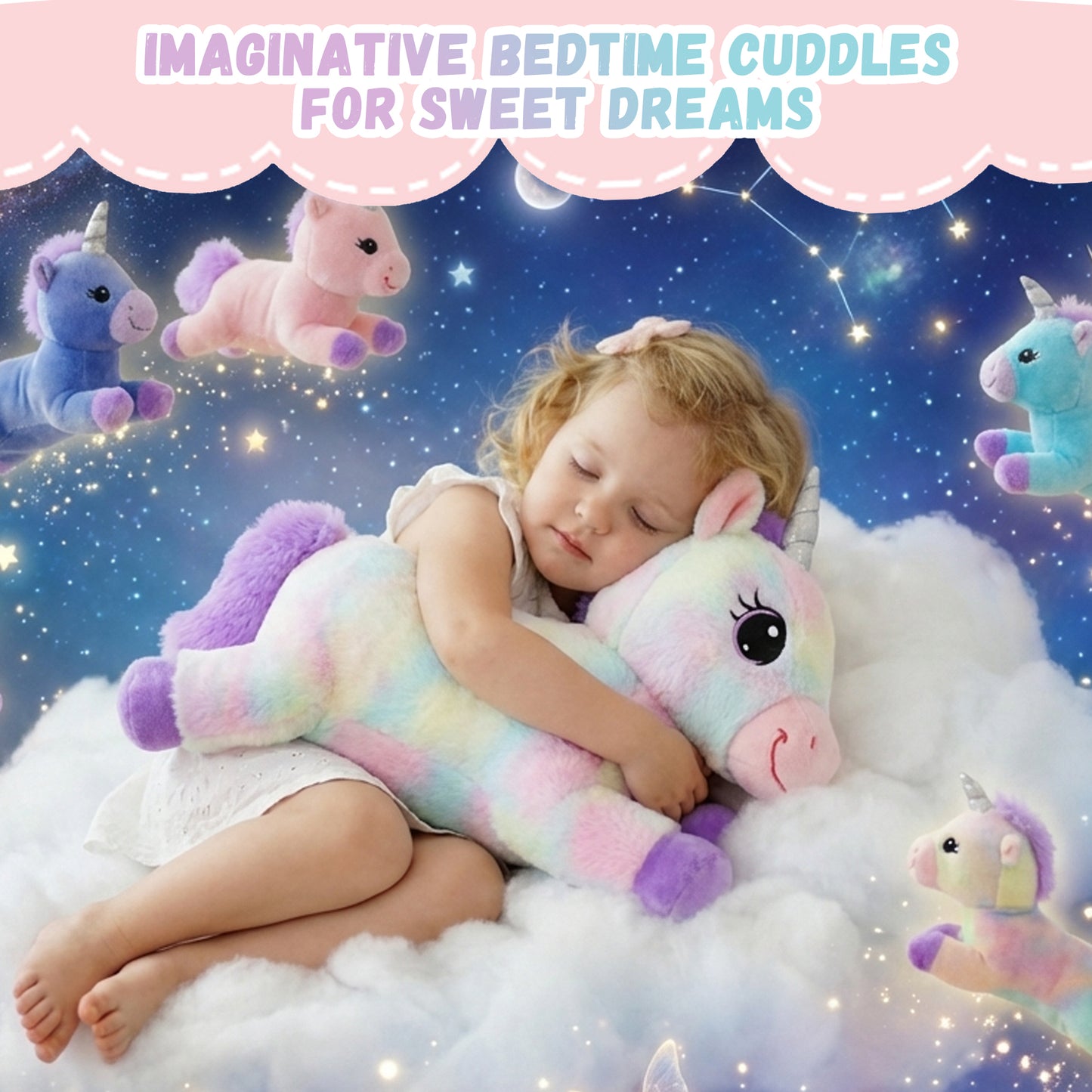 Unicorn Mommy Stuffed Animal with 4 Babies in Tummy