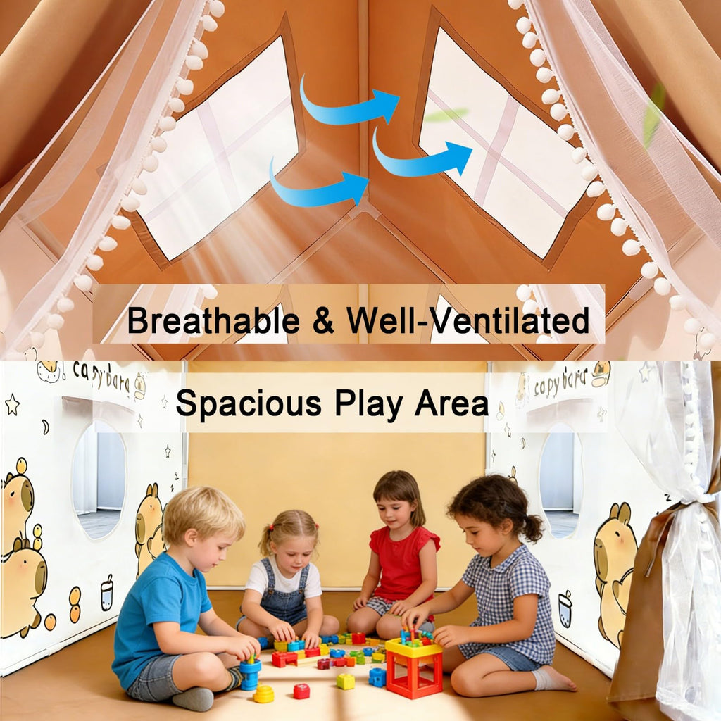 Kids Tent with Lights, Capybara Kids Play Tents for Toddlers Large Playhouse