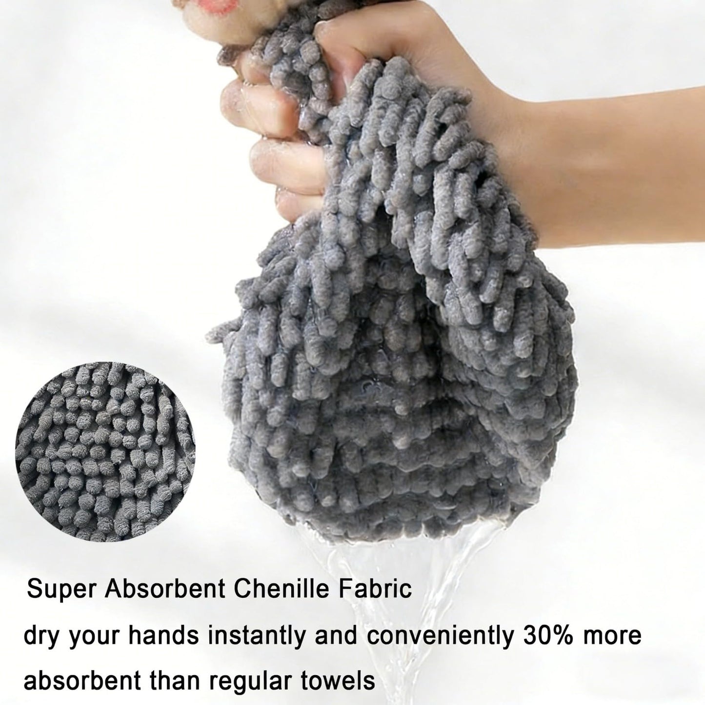 Cute Fluffy Hand Towels Set of 2, Fuzzy Microfiber Quick-Dry Towel Balls with Wall Hooks - Goose