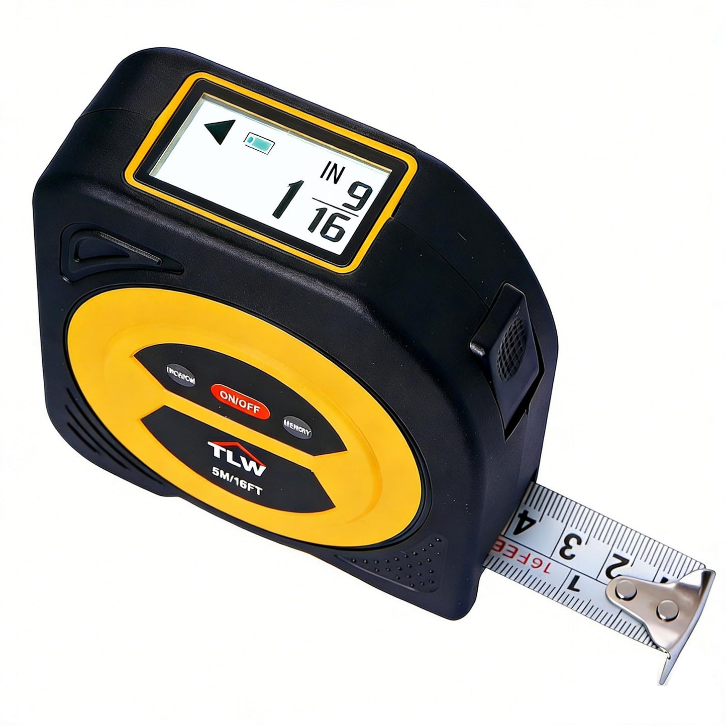 TLW Digital Tape Measure 16ft/5m, 25mm Wide Blade Retractable Measuring Tape with Easy Read LCD Screen