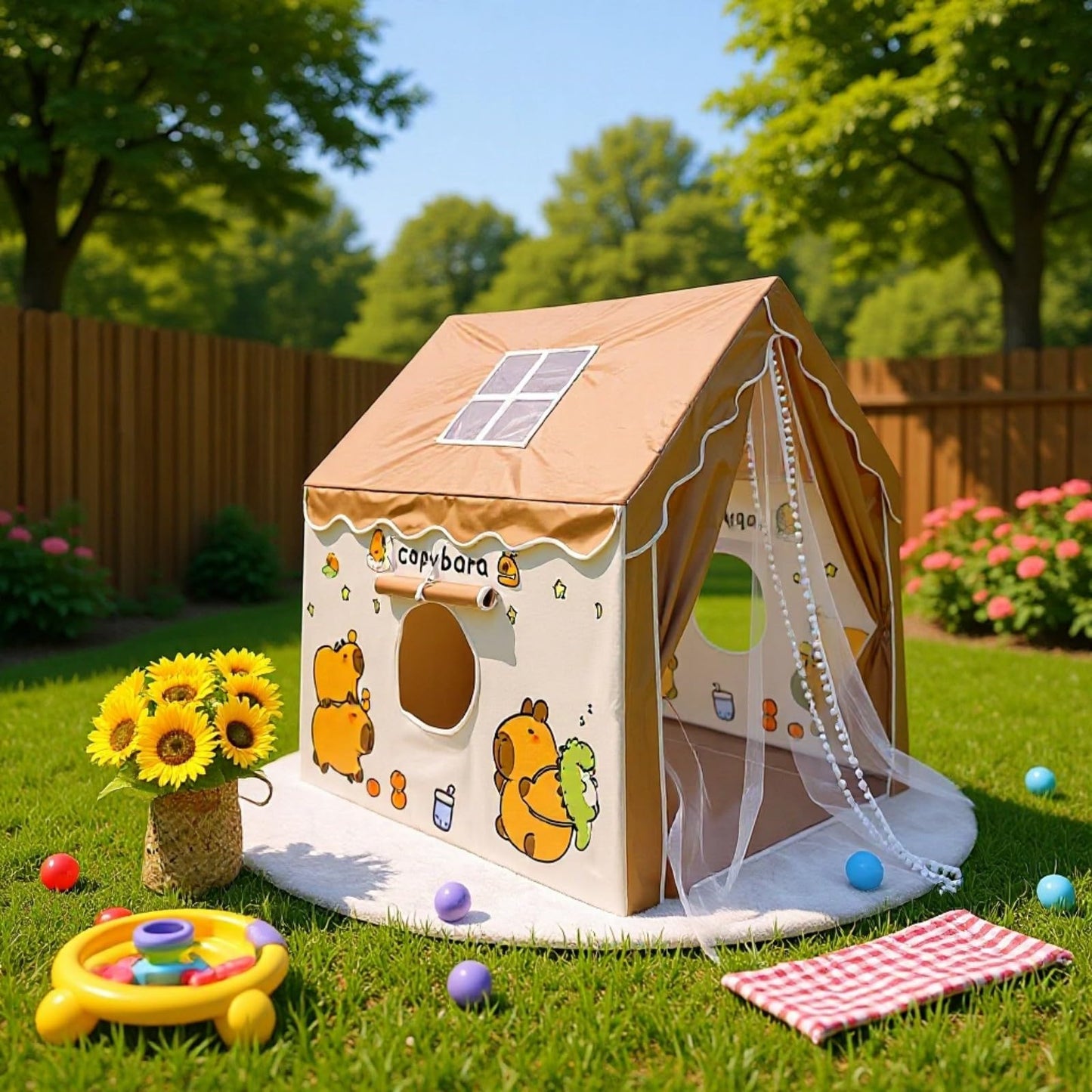 Kids Tent with Lights, Capybara Kids Play Tents for Toddlers Large Playhouse